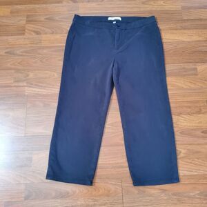 NWOT Lila Ryan Jase Navy Chino Capri Crop Pants Size 12 Brushed Sateen